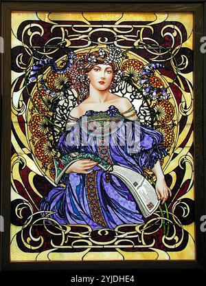 Design for a stained glass window. Museum: PRIVATE COLLECTION. Author: Alfons Marie Mucha. Stock Photo