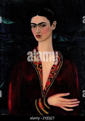 Self-Portrait Wearing a Velvet Dress. Museum: PRIVATE COLLECTION. Author: FRIDA KAHLO. Copyright: This artwork is not in public domain. It is your responsibility to obtain all necessary third party permissions from the copyright handler in your country prior to publication. Stock Photo