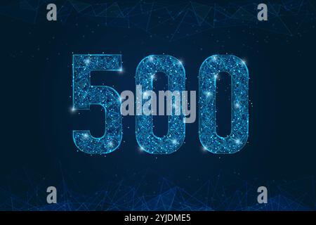 Abstract isolated blue image of 500 Internal server error concept. Polygonal low poly wireframe illustration. Website error, Network error, Cloud Stock Vector