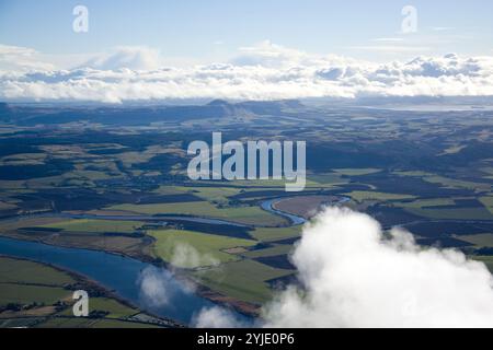 Aerial photograph taken in February during a flight in the Lowlands of Scotland., Luftaufnahme, aufgenommen im Februar während eines Fluges in den Low Stock Photo