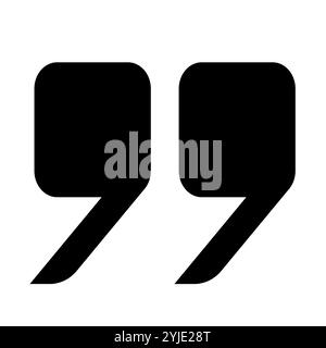 The icons of the square quotes are black on a white background. Quotes, isolated vector icons in the form of commas. Stock Vector
