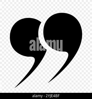 The round quotation marks icons are black on a transparent background. Stock Vector