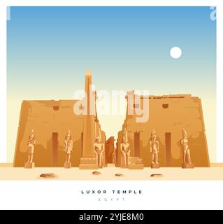 A large Ancient Egyptian temple complex - Luxor Temple - Stock Illustration as JPG Fle Stock Vector
