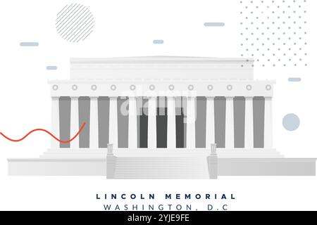 Lincoln Memorial - Monument in Washington, D.C., United States - Stock Illustration as EPS 10 File Stock Vector