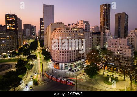 Rio de Janeiro City Downtown by Sunset Stock Photo