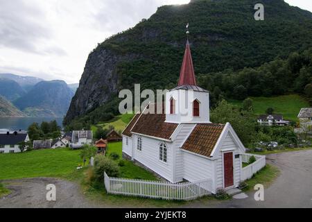 The Undredal Stave Church is a stave church with a gable roof and is located in the small town of Undredal in the municipality of Aurland in the Norwe Stock Photo