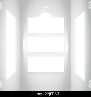 display picture frame in white wall Stock Vector