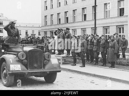 German-Soviet military parade in Brest-Litovsk on September 22, 1939. Museum: Russian State Military History Archive. Author: ANONYMOUS. Copyright: This artwork is not in public domain. It is your responsibility to obtain all necessary third party permissions from the copyright handler in your country prior to publication. Stock Photo