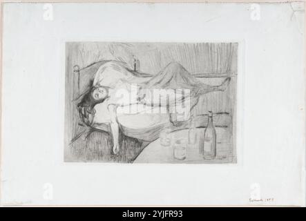 The Day After. Artist: Edvard Munch (Norwegian, Løten 1863-1944 Ekely). Dimensions: Plate: 8 × 11 5/8 in. (20.3 × 29.5 cm) Sheet: 12 11/16 in. × 19 in. (32.3 × 48.2 cm). Date: 1894. Museum: Metropolitan Museum of Art, New York, USA. Stock Photo