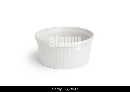 Empty ceramic ramekin isolated on white background Stock Photo
