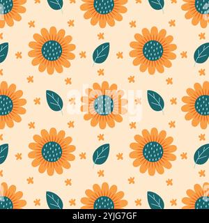 Seamless floral pattern with beautiful flowers and colors. Stock Vector