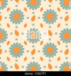 Seamless floral pattern with beautiful flowers and colors. Stock Vector