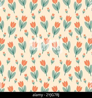Seamless floral pattern with beautiful flowers and colors. Stock Vector