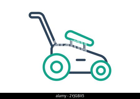 Lawn mower icon. line icon style. icon related to gardening. gardening tools elements vector illustration Stock Vector