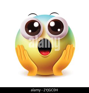 Surprise emoji vector character. Shock and amazed clip art facial expression with hand on cheeks isolated in white background. Vector illustration Stock Vector