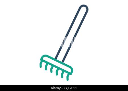 Rake icon. line icon style. icon related to gardening. gardening tools elements vector illustration Stock Vector