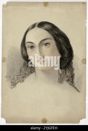 Female Portrait Head. Elizabeth Murray; English, c. 1815-1882. Date: 1858. Dimensions: 506 mm × 355 mm. Pastel on gray wove paper. Origin: England. Museum: The Chicago Art Institute, FLORENCIA, USA. Stock Photo