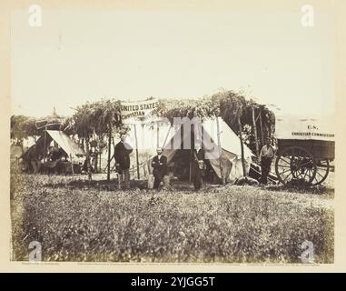 Headquarters Christian Commission in the Field. James Gardner; American, born Scotland, 1832-after 1865. Date: 1863. Dimensions: 17.7 x 22.9 cm (image/paper); 31.1 x 44.7 cm (album page). Albumen print, pl. 53 from the album 'Gardner's Photographic Sketch Book of the War, Volume II' (1866). Origin: United States. Museum: The Chicago Art Institute, FLORENCIA, USA. Stock Photo