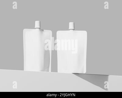 3D Packaging Spout Pouch Mockup White Blank Stock Photo