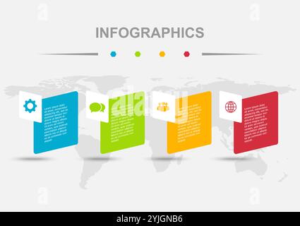 Infographic geometric shape template with 4 regtangles, stock vector Stock Vector