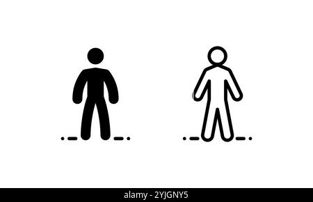 people icon, standing upright or idle. vector illustration with outline and glyph style Stock Vector