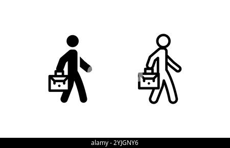 working person or business person icon, vector illustration with outline and glyph style Stock Vector