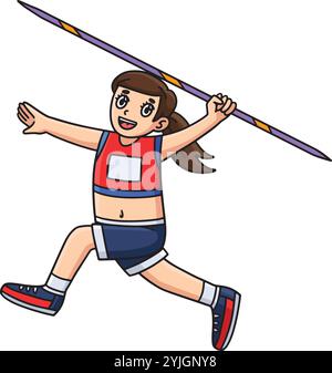 Track and Field Female Athlete Javelin Colored Stock Vector Image & Art ...