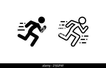 fast running person or run icon, vector illustration with outline and glyph or solid style Stock Vector