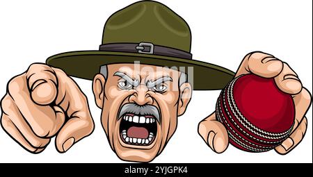 Drill Instructor Sergeant Bootcamp Cricket Mascot Stock Vector