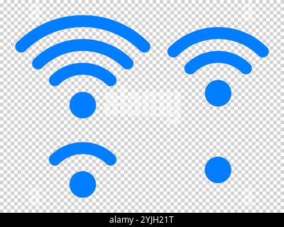 Set of vector Wi-Fi icon for communication, telecommunication. Communication wireless signal level wifi. Clipart illustration. Mobile bar status. Stock Vector
