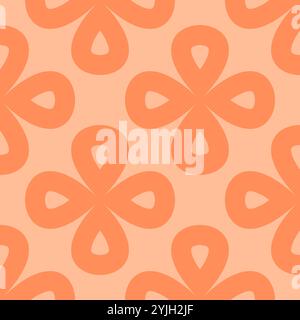 Abstract seamless flower pattern in soft Peach Fuzz tone. Modern vector design with rounded shapes for fashion and interior prints. Stock Vector
