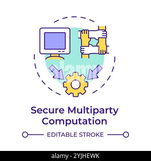Secure multiparty computation multi color concept icon Stock Vector