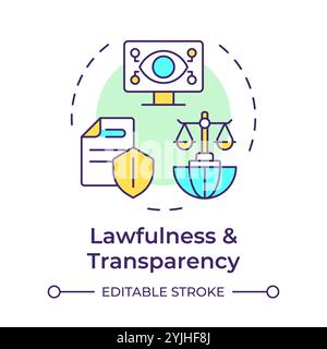 Lawfulness and transparency multi color concept icon Stock Vector