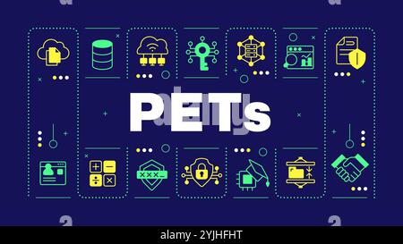 PETs dark blue word concept Stock Vector