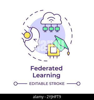 Federated learning multi color concept icon Stock Vector