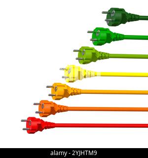 Colorful electric plugs on transparent background Stock Photo