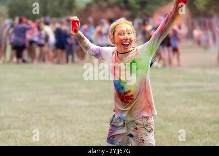 Joyful girl having fun at event Stock Photo