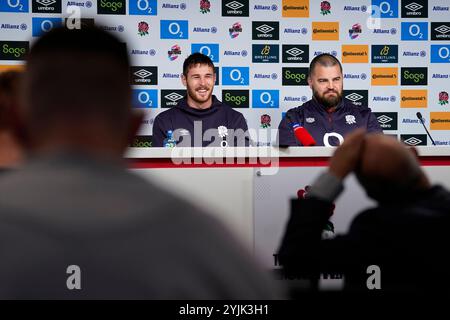 England's Freddie Steward (left) and scrum coach Tom Harrison during a ...