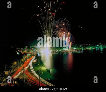 New Zealand. North Island. Wellington. Fireworks display. Stock Photo