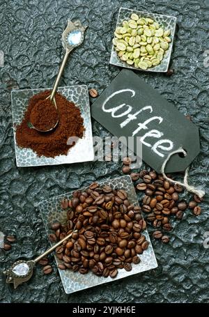 coffee beans on a table, stock photo Stock Photo