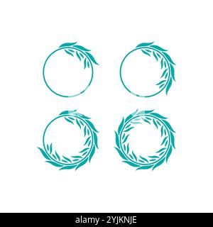 Set of circular natural design element. Rings with leaves. frame leaf template Stock Vector