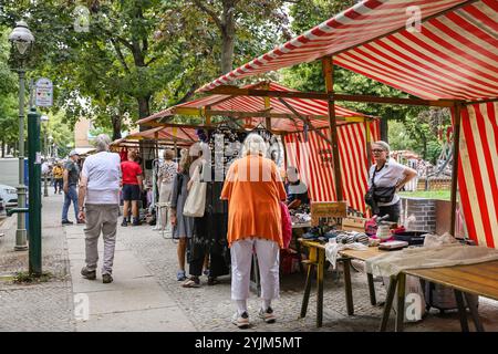 Saturday flea market at Marheinekeplatz, Bergmannstrasse, Kreuzberg, Berlin, Germany Stock Photo