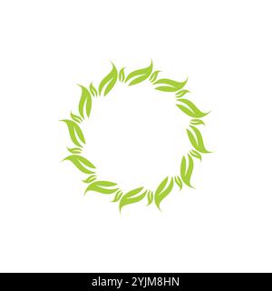 Circle Leaf Nature Logo Design. Leaves Frame Template Design. organic logo Stock Vector