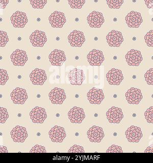 Seamless pattern with ditsy florals on black background Stock Vector