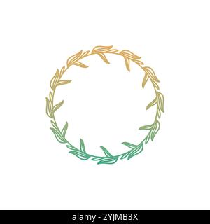 Frame template. Wreath. Round frame with leaves. circle leaf logo Stock Vector