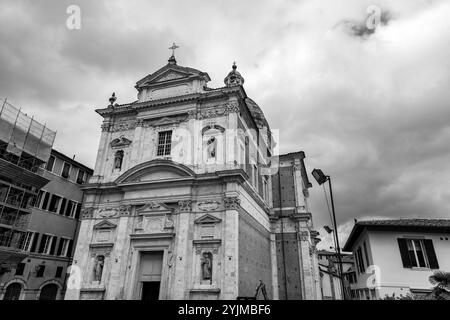 Siena, Italy - APR 7, 2022: Insigne Collegiata di Santa Maria in Provenzano is a late Renaissance Baroque style, Roman Catholic, collegiate church in Stock Photo