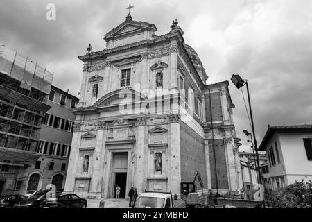 Siena, Italy - APR 7, 2022: Insigne Collegiata di Santa Maria in Provenzano is a late Renaissance-Baroque style, Roman Catholic, collegiate church in Stock Photo