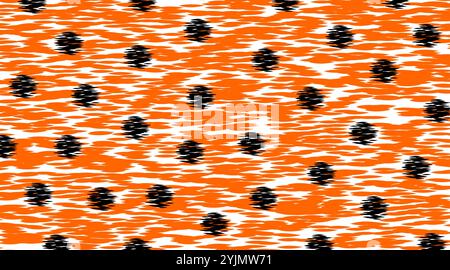 Vibrant Orange and Black Polka Dot Pattern Stock Vector