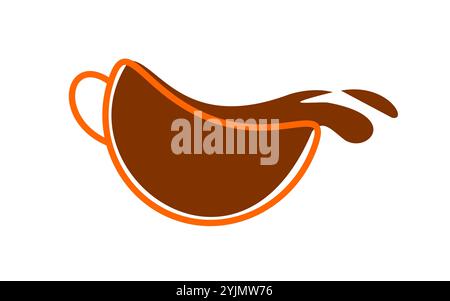 A minimalist design showcasing a coffee cup with flowing coffee, representing warmth and energy. Stock Vector