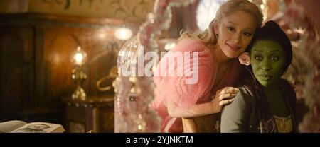 Wicked (2024) directed by Jon M. Chu and starring Cynthia Erivo, Ariana Grande and Jonathan Bailey. Adaptation of the long running and much loved Broadway musical based on the book the Wicked: The Life and Times of the Wicked Witch of the West by Gregory Maguire. Publicity still ***EDITORIAL USE ONLY***. Credit: BFA / Universal Pictures Stock Photo